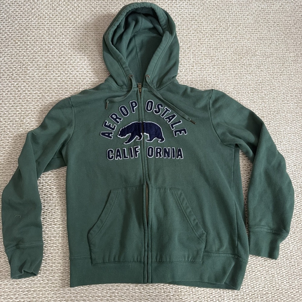 mens aeropostale hoodie Full Zip Sweatshirt; California Y2K Large